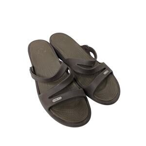 Crocs Patricia Brown Wedge Slide Sandals Shoes 10386 Womens Size 11
